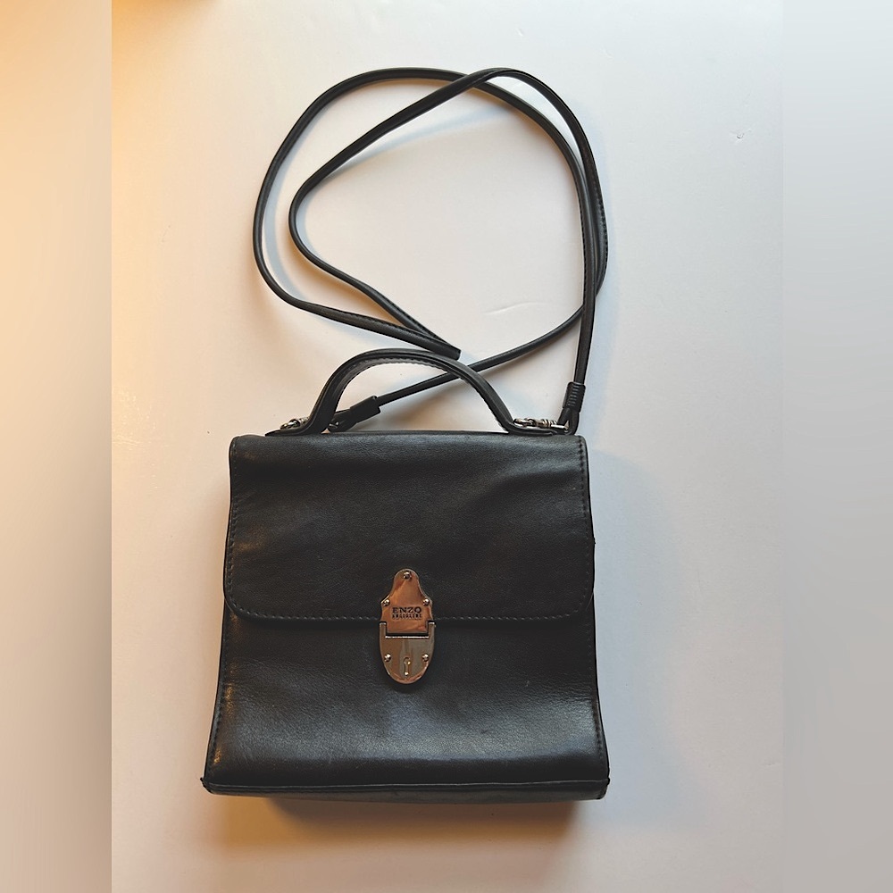 *Enzo Angiolini* Black Leather Crossbody Bag